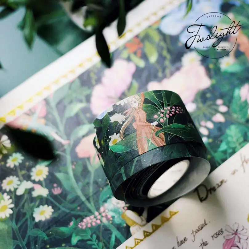 

Tropical Rain Forest Plants Flowers Fairy Tale Fantasy Decoration Washi Tape DIY Planner Scrapbooking Diary Masking Tape Escolar