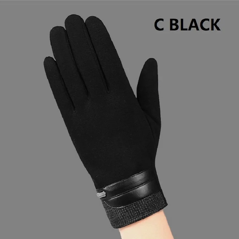 Стиль мужские зимние уличные теплые перчатки для верховой езды перчатки сенсорный экран высокая плотность ветростойкие перчатки - Цвет: C BLACK