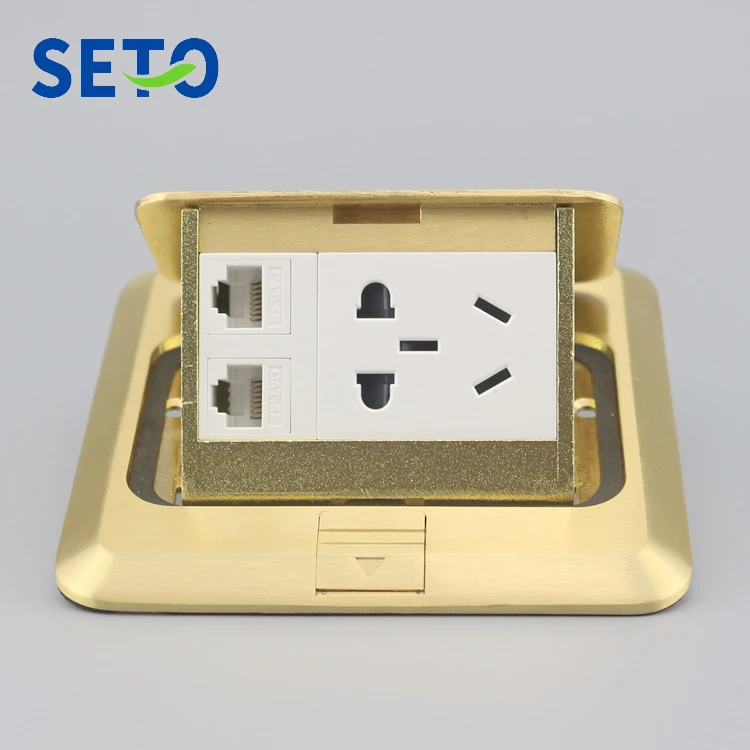 SeTo всплывающий Тип Напольная розетка двойной сети RJ45 Cat5e + пять отверстий питания