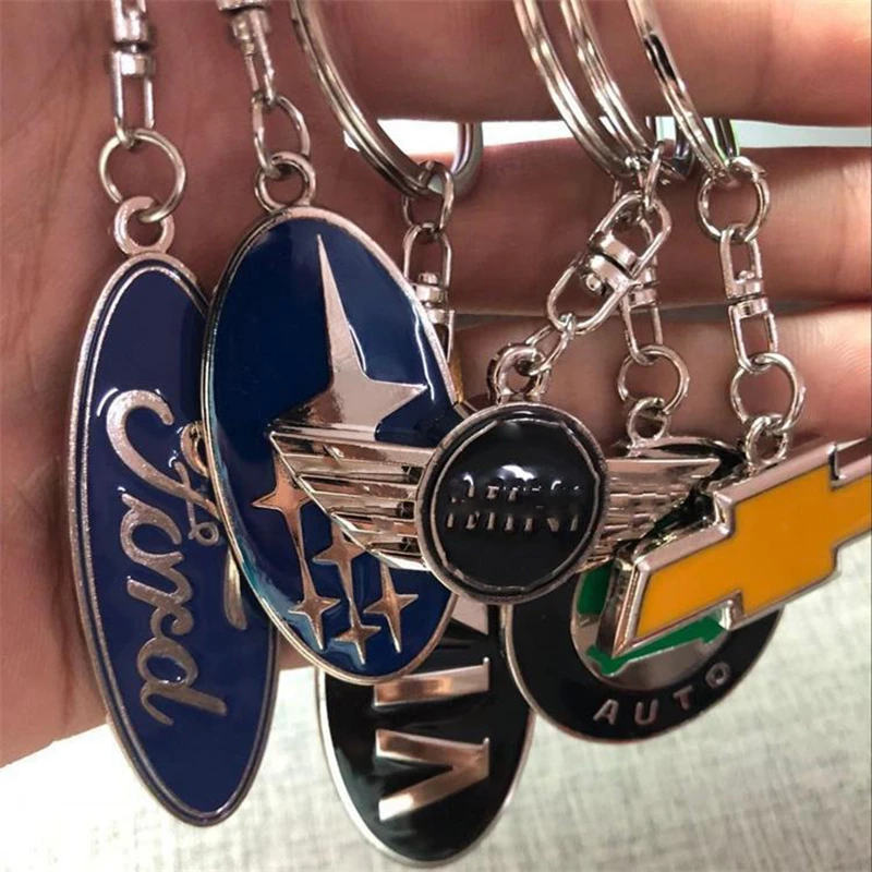 

12 Types Fashion Metal Car Key Ring Keyring Auto Keychain Key Chain Car Styling Key Holder for Automobile Keyfob Man&woman Gift