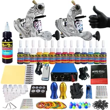 Solong Tattoo Полный комплект татуировки 2 Пулемет Начинающий набор татуировки 14 чернил игла Захваты ноги лепесток Электропитание TK203-3