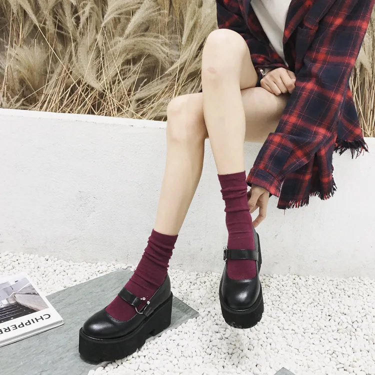 

2019 autumn new fashion simple solid color thick sole casual shoes women retro style comfortable flat shoes