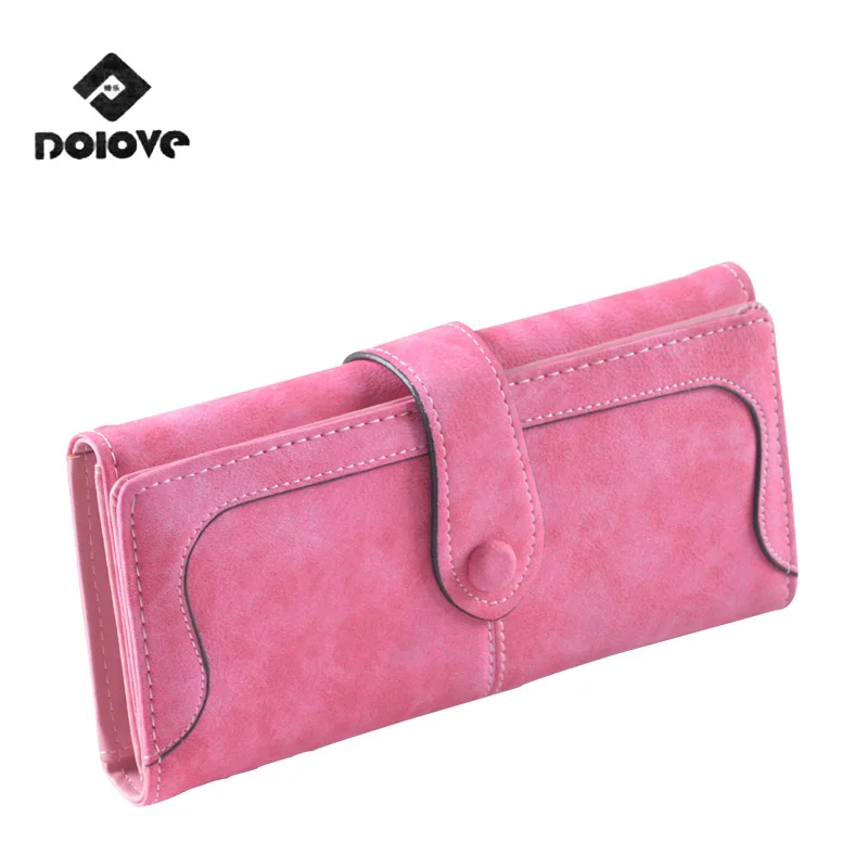 

DOLOV Wallet women long paragraph frosted retro Europe and the United States cute card holding hand fashion buckle wallet wallet