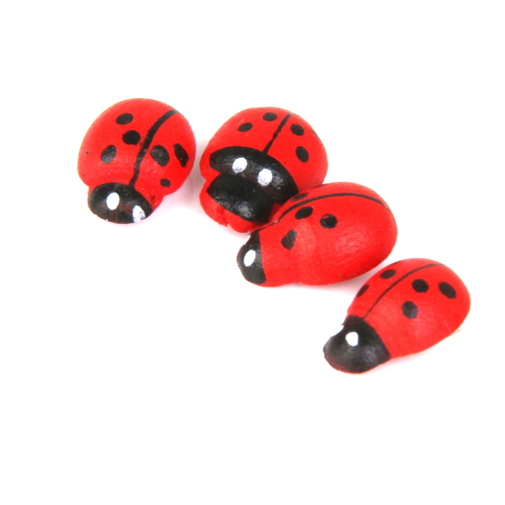 100x Miniature Dollhouse Bonsai Craft Garden Landscape Wooden Ladybug Decor