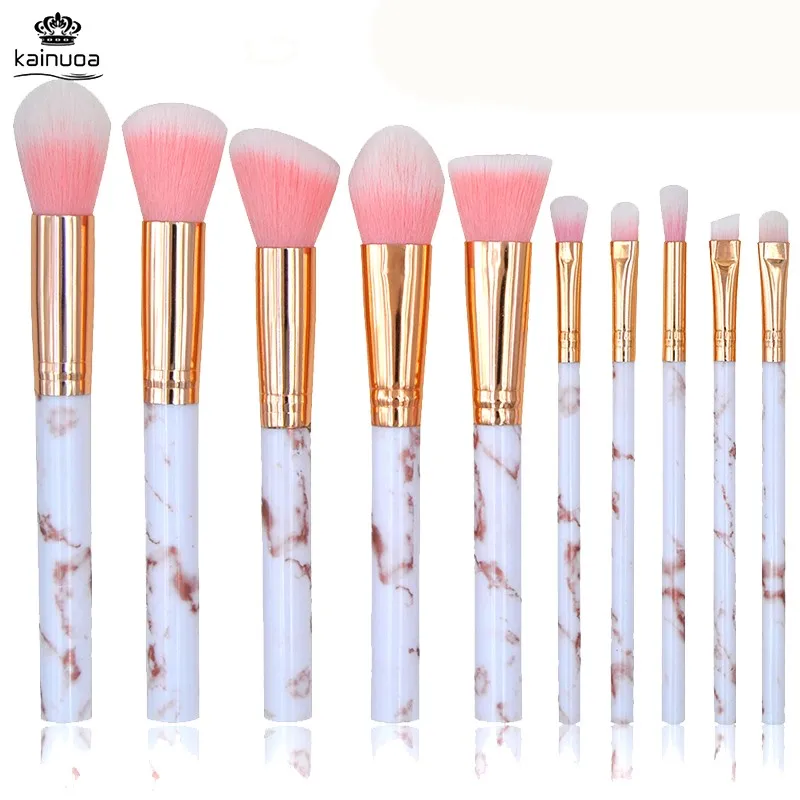

10Pcs/Set Professional Makeup Brushes Pincel Maquiagem Marbling Handle Eye Shadow Highlighter Foundation Brushes Makeup Tools