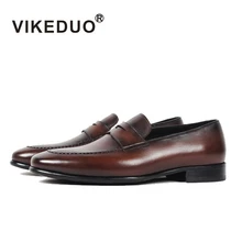 font b VIKEDUO b font vintage men s loafer shoes italy 100 genuine leather shoes