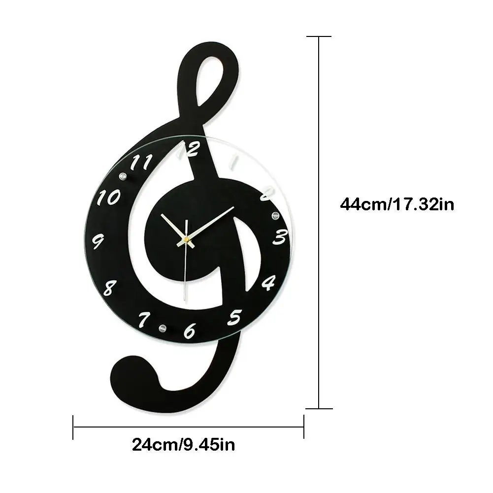 New 3D G-Clef Music Note Wall Clock Modern Minimalist Wall Clock Quartz Movement for Bedroom Living Room Personality Decoration 6