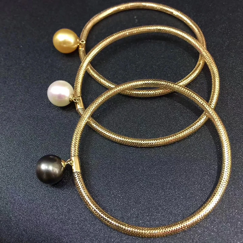 Sinya, натуральный жемчуг, 18 К, AU750, Золотой Эластичный браслет, браслет для девушек, влюбленных Женщин, длина около 15,7 см, диаметр жемчуга 8-9 см