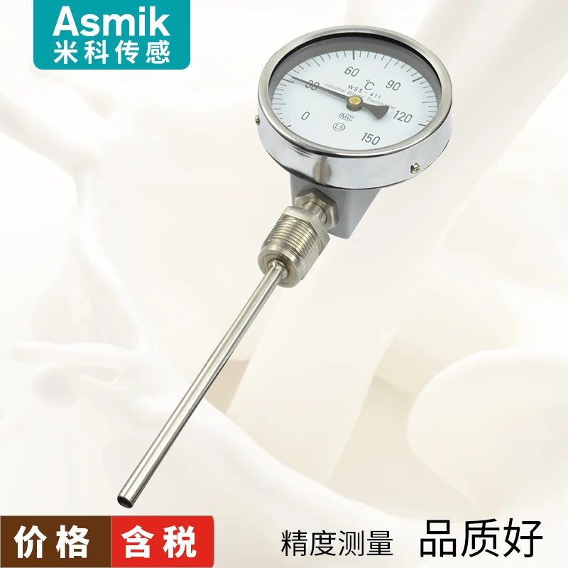 

Wss-411 radial bimetallic thermometer boiler pipe steam water oil high temperature industrial thermometer
