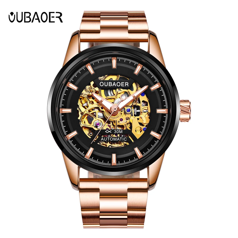 

Montre Homme Male Automatic Mechanical Waterproof Watch Men's Rose Gold Stainless Steel Business Watches Wristwatch Horology