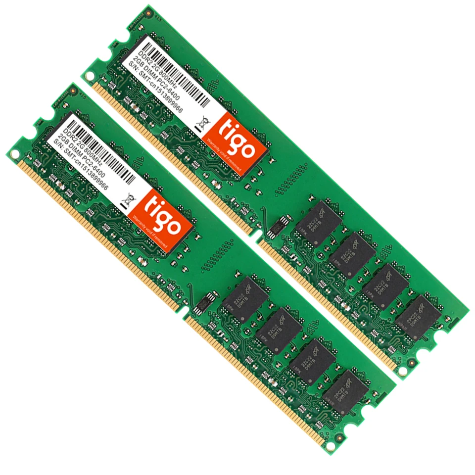 Tigo настольная память используется DDR2(2 шт x2гб) 2 ГБ 800 МГц PC2-6400 1,8 в CL6 240Pin 667 МГц PC2-5300 NON-ECC компьютер DiMM Ram гарантия