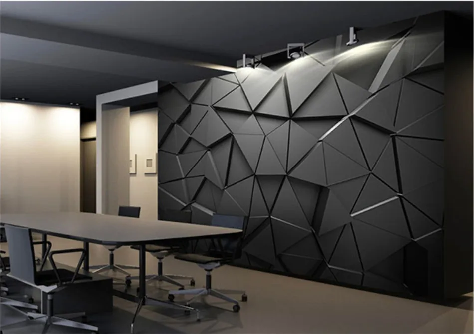 modern luxury 3d stereoscopic black geometric triangle mural wallpapers for living room office industrial decor wall paper 3d wallpapers aliexpress