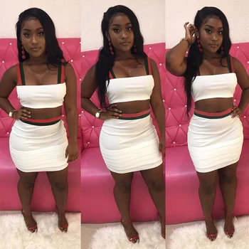 

Women Sexy TWO PIECE SET Mini Skirt Outfits Matching Crop Top Sleeveless 2 PIECE Set Summer Suit Female Night Club Vacation