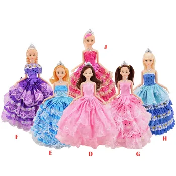 

Girl Dolls Toys Satin Wedding Party Dresses Outfits Doll Accessories for Barbie Toys Children Girls Birthday Gift