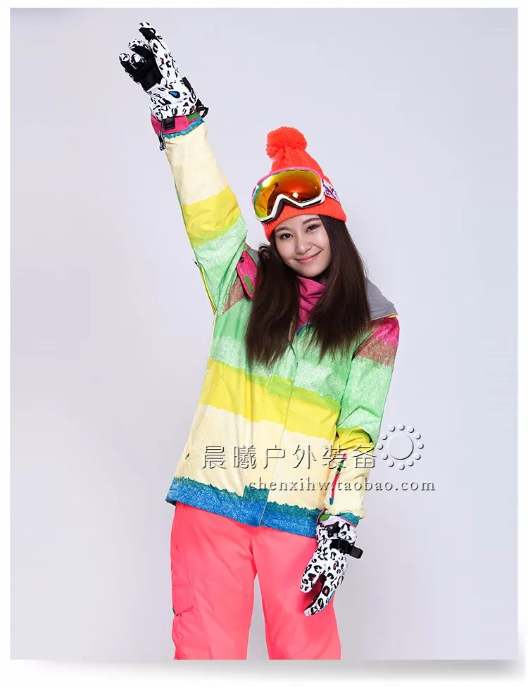 Gsou Snow женский горнолыжный костюм куртка+ лыжные брюки Snowbaord пальто и брюки уличная Водонепроницаемая зимняя теплая одежда