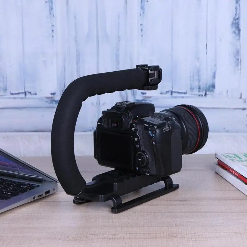 Cena U grip Triple Shoe Mount stabilizatory akcji wideo uchwyt rękojeści Rig dla Canon Sony lustrzanka cyfrowa dla iPhone 7 plus Gopro Smartphone