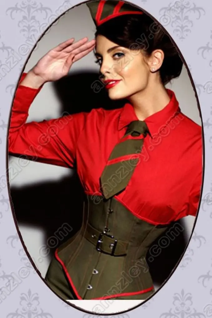 

Custom Army Green Authentic Steel Boned Waist Slimming Underbust Gothic Corset