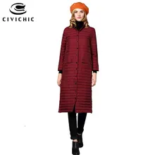 CIVICHIC, бренд, Женский легкий пуховик, зимняя теплая одежда, женский длинный тонкий пуховик, верхняя одежда, шикарное пальто на пуговицах DC523