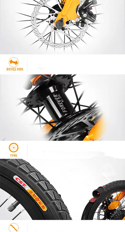 Top Man and Woman Bilateral Folding Pedals Front and Rear Mechanical Disc Brake Ultra-light Portable Small Aluminum Alloy Bike 6