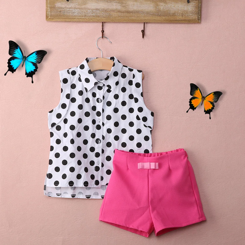 

Fashion 2017 Baby Set Dot Polyester Baby Girl Clothes Causal Suits Clothing Set Girl (Short Pants+T-shirt) Spring/Summers