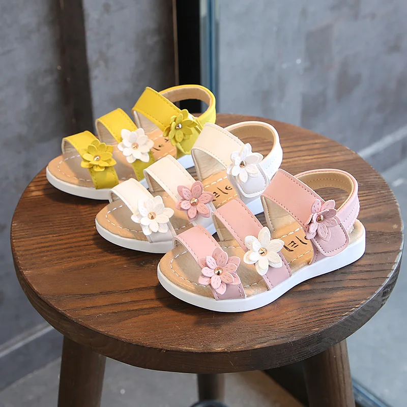 

1 2 3 4 5 6 7 8 9 10 11 Years Teens Girls Summer Yellow White Pink Princess Dress Shoes Sandals For Girls School Sandals New