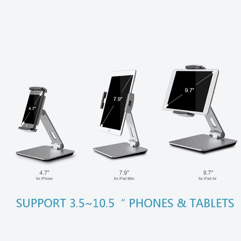 Металлический регулируемый держатель для планшета, поддержка 3,5-10,5 дюймовых планшетов, телефонов, Настольный зажим, крепление для ленивой подставки для ipad Pro 9,7 ipad mini 3 4 5