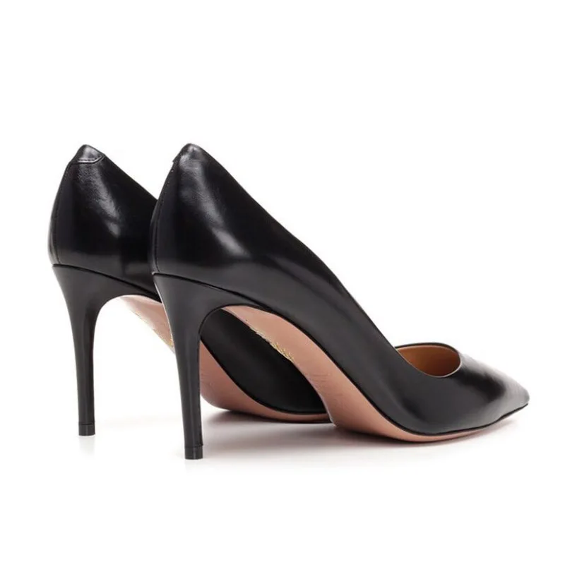 GENSHUO; женские туфли-лодочки на высоком каблуке 10 см; пикантные туфли с острым носком на каблуке-шпильке для офиса; женские свадебные туфли; брендовые черные туфли телесного цвета