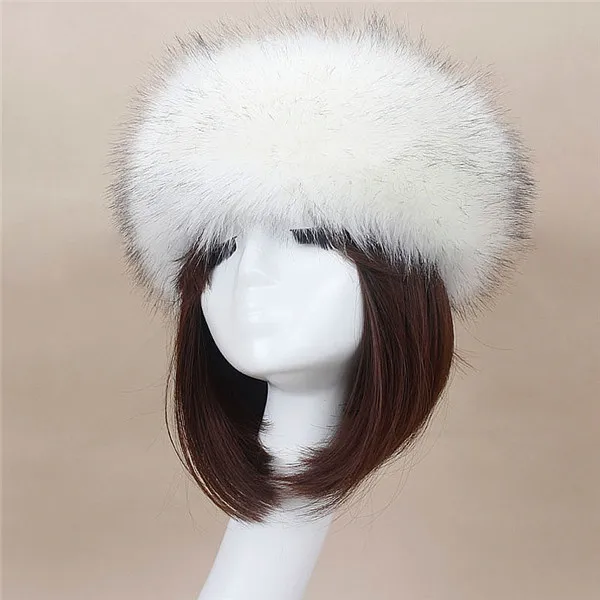 Naiveroo Women Men Fur Hats Thick Warm Faux Fox Fur Fuffy Cap Headband Autumn Winter Russian Fashion Unisex Bomber Hat Headwear - Цвет: 2