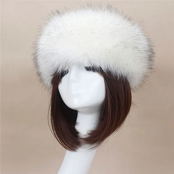 Fashion Man Women Fur Hats Thick Furry Warm Authentic Fox Fur Caps Headband Autumn Winter Russian Thick Bomber Hat leather bomber hats Bomber Hats