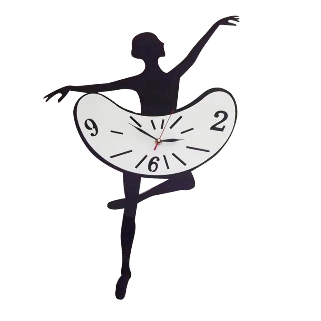 Ballet Girl Wall Clock Modern Design Dancing Girls Wall Watch Cafe Shop Home Decor Gift