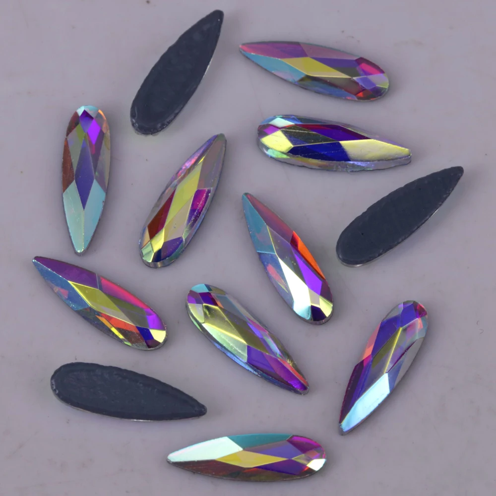 

Free Shipping! High Quality 2x6mm, 3x10mm, 4x14mm Crystal AB Raindrop Hotfix Rhinestones / Iron On Flat Back Crystals