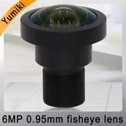 Yumiki Fisheye 6MP 0,95 мм видеонаблюдения Камера объектив HD 6,0 мегапиксельная F2.3 1/2. 7 "формат изображения M12 крепление широкий угол обзора 195 градусов