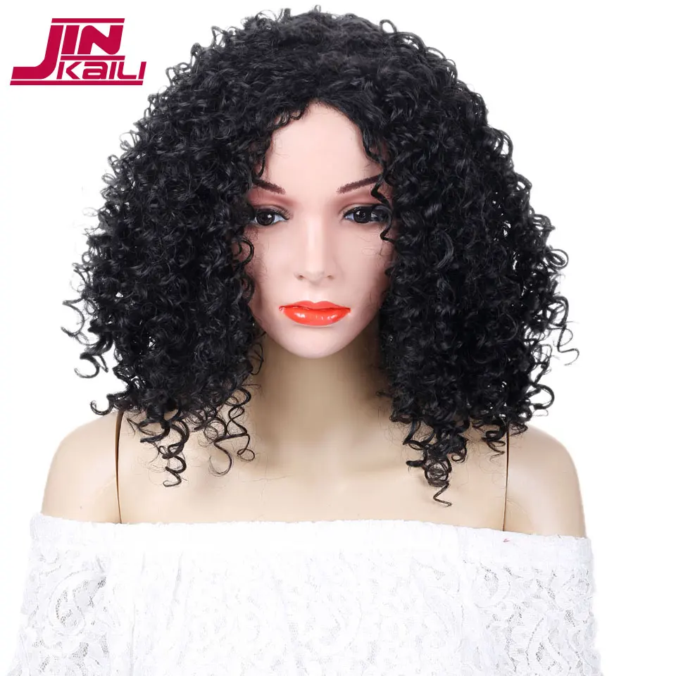 JINKAILI WIG Afro Kinky Wig Cheap Synthetic Long Kinky Curly Wigs For