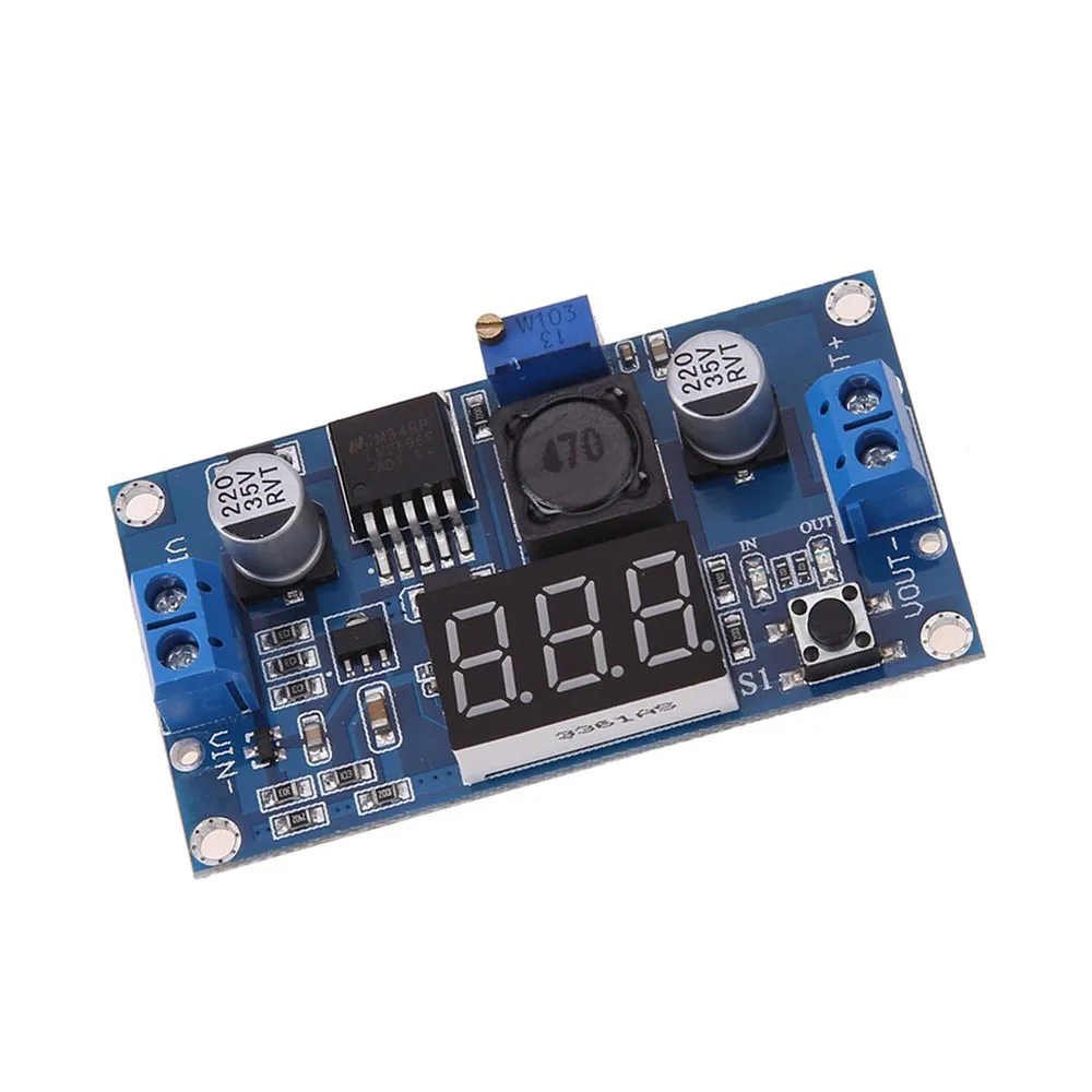 DC в LM2596 LM2596S модуль питания + светодиодный вольтметр Регулируемый понижающий с