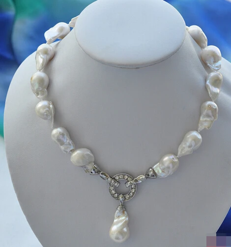 

NEW 003528 Rare white baroque keshi Reborn necklace pendant