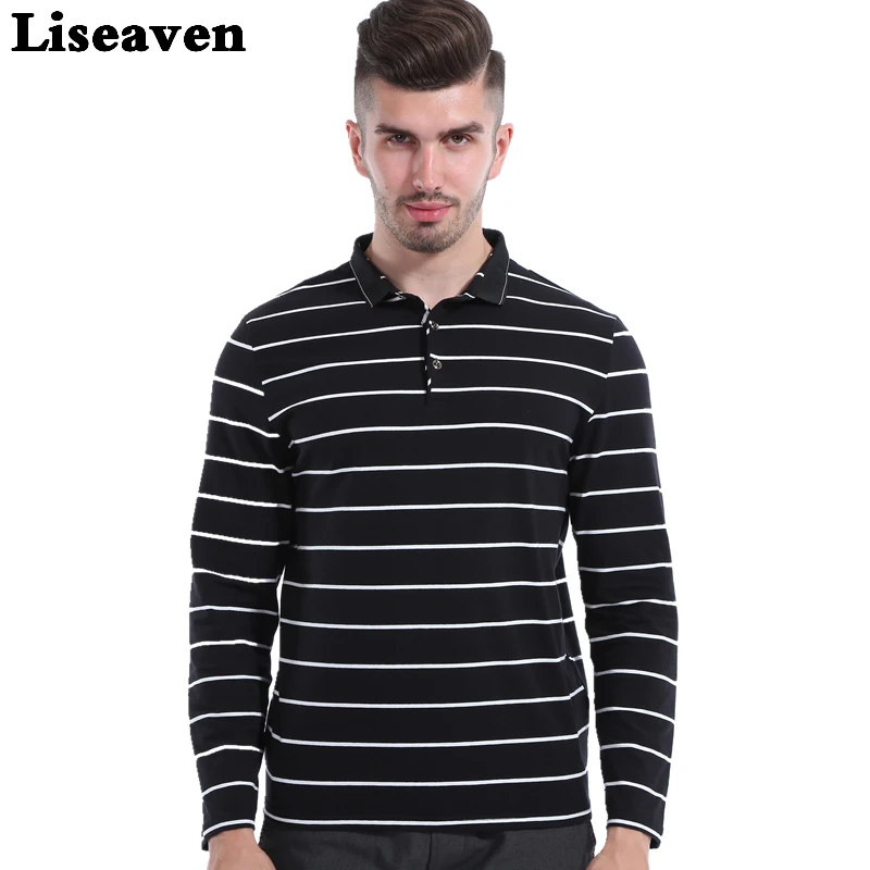 

Liseaven New Arrival Men Long Sleeve Polo Shirt Striped Polo Shirts 2017 Full Sleeve Casual Polo Men Brand Clothing