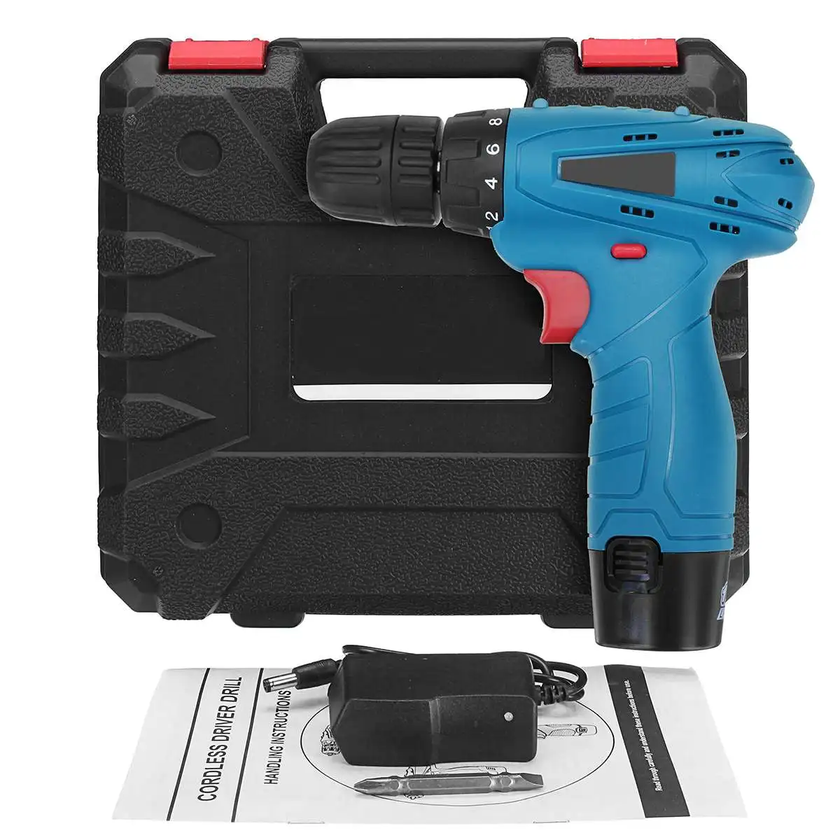 Drillpro 12V Wireless Cordless Electric Drill Wrench Power Tools Lithium-ion Rechargeable Electrodrill Electric Screw Driver - Цвет: 2 Speeds 1 battery