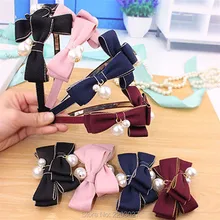 New Fashion Pearl Bow Double Hair Rubber Band Headbands Hair Accessories For Women