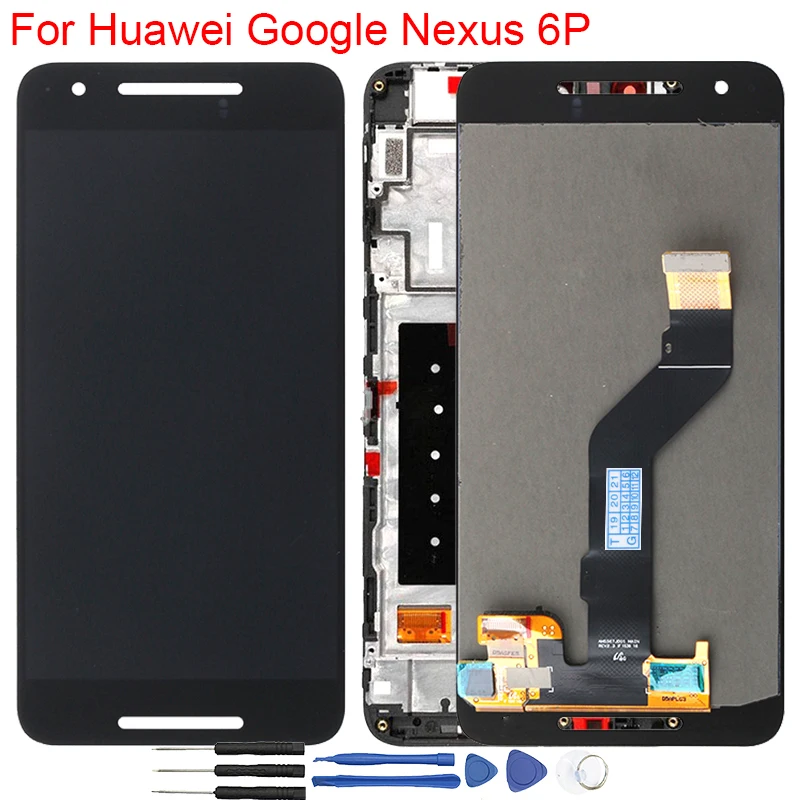 Для huawei Google Nexus 6P ЖК-дисплей рамка кодирующий преобразователь сенсорного экрана в сборе для huawei Nexus 6P ЖК-дигитайзер