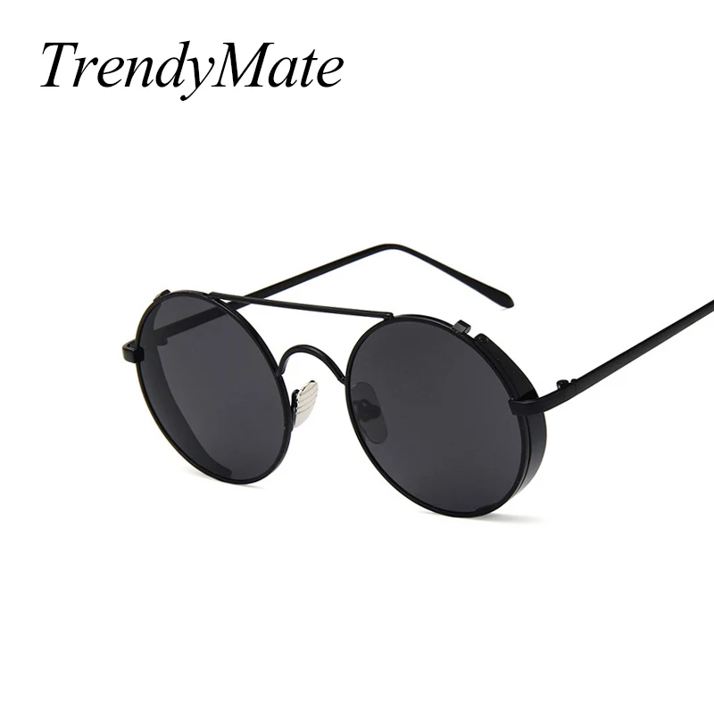 

New Brand Designer Classic Punk Style Women Round Sunglasses Retro Men Steampunk Tinted/Clear Lens Goggle Shades 1465T