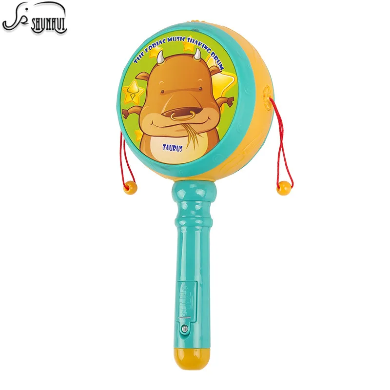 

Cute Pellet Drum Plastic Electronic Shaking Rattle Baby Toys Light Cartoon Hand Bell Musical Instrument Toy Gift for Children