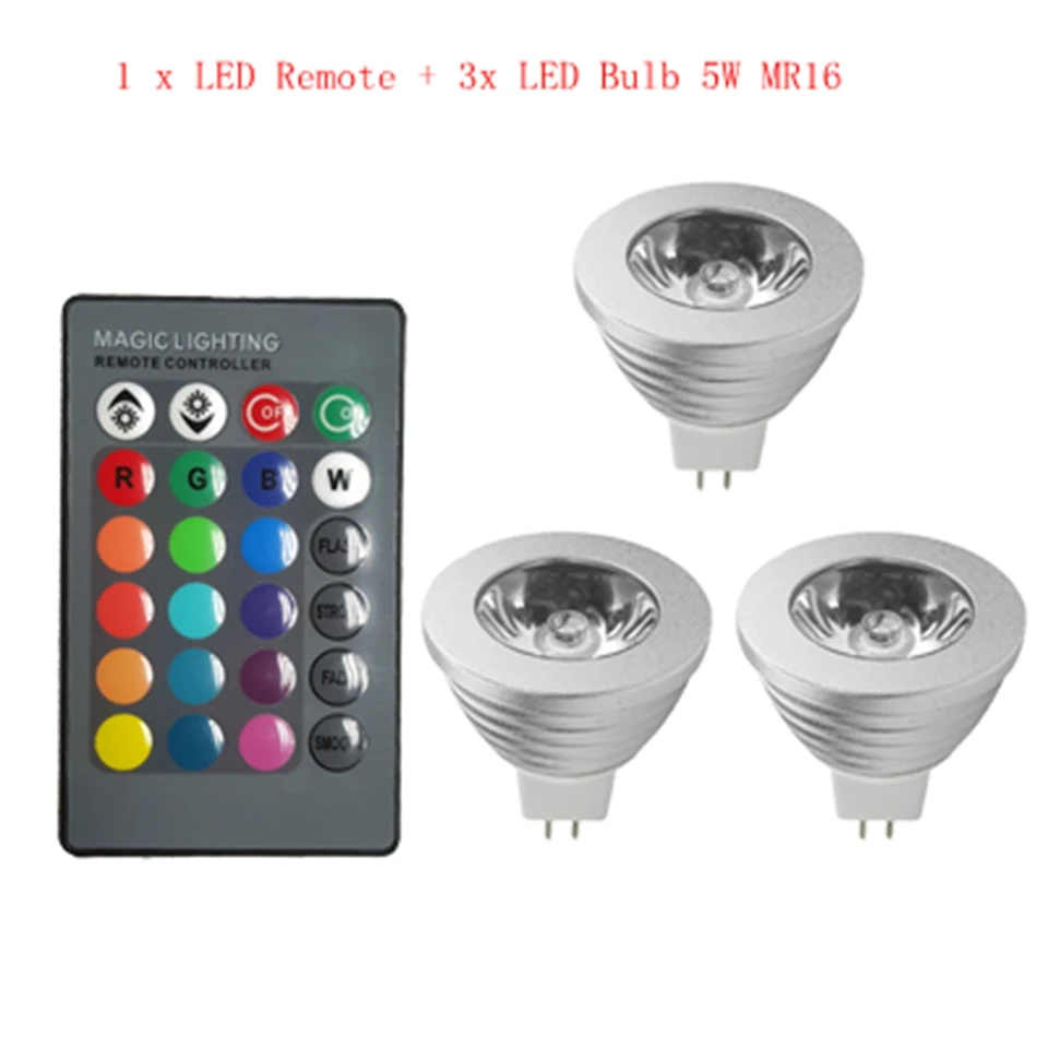 GU10 Светодиодный светильник E27 E14 110V 220V RGB прожектор лампада MR16 12V Светодиодный свет Рождество Bombillas с 24 клавишами дистанционного управления 16 цветов