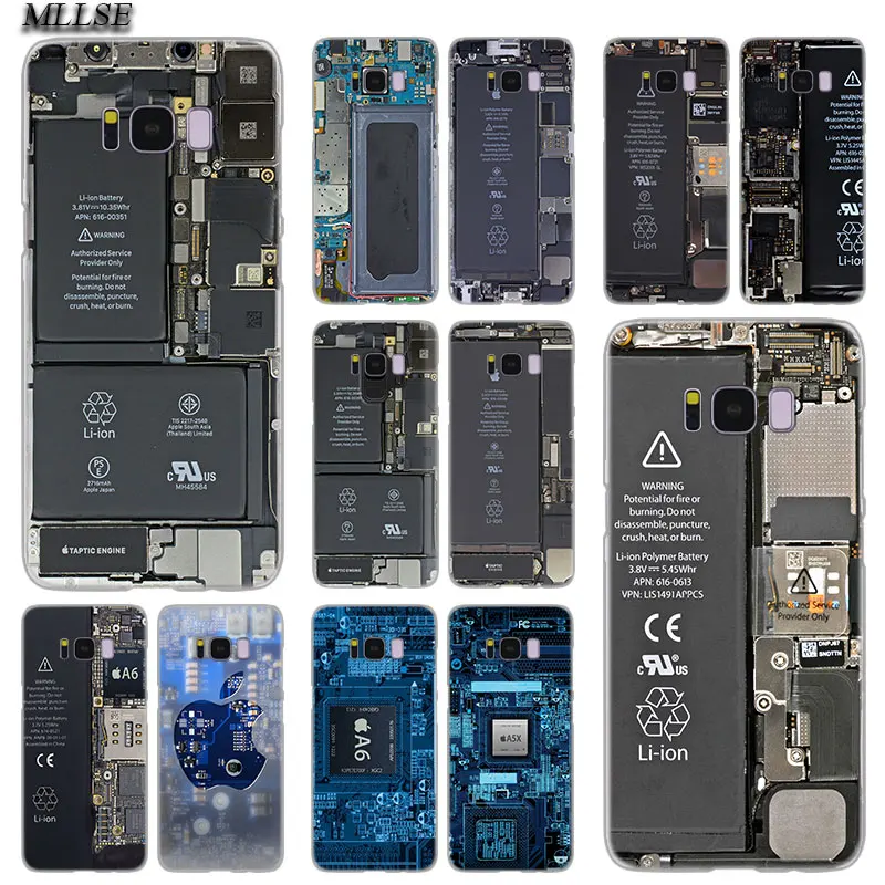 

MLLSE Chip Internal Board Fashion Transparent Case Cover for Samsung Galaxy S10 Lite S9 S8 Plus S7 S6 Edge S5 S4 Mini Cover Hot