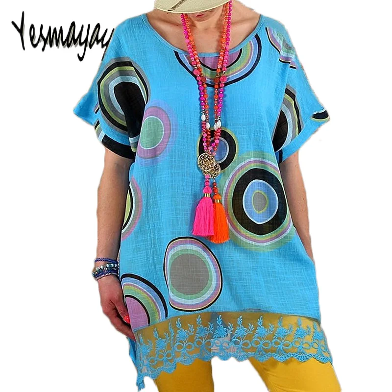 

Oversize T Shirt Women Plus Size Summer Cotton Linen Lace Patchwork Top Womens Tee Shirts Short Sleeve Tops Tshirt Women 2019
