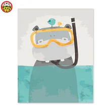 Цифровая живопись маслом милые животные скандинавский мультфильм