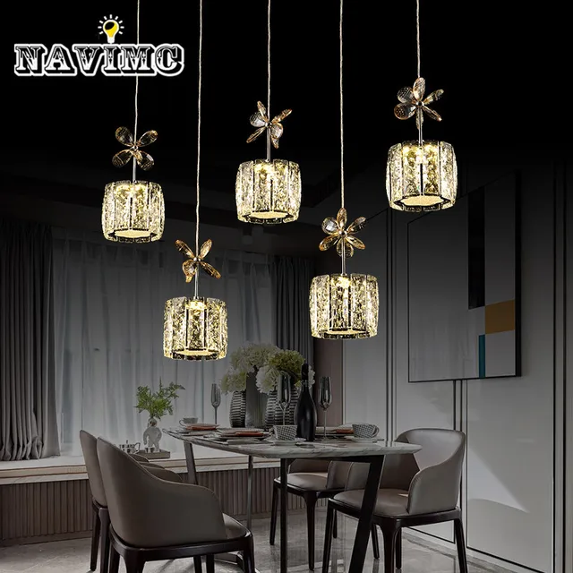 Restaurant Crystal Pendant Light Rectangle Round Restaurant Crystal Pendant Light Rectangle Round Lamp Modern Dining Room Hanging Bar Counter