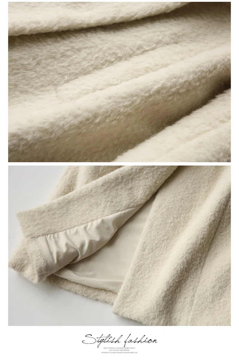 Wool coat's women fox fur collar good qulity Woolen coat winter outerwear women long section overcoat new clothing New Arrival