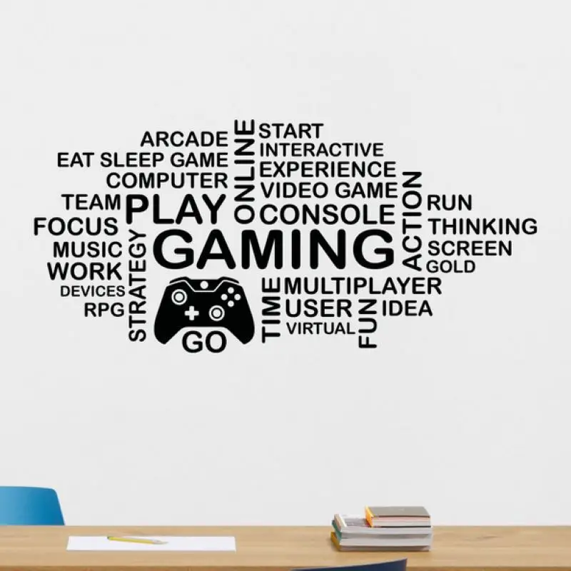 DCTAL Game Handle Sticker Play Gamer Decal Gaming Posters Gamer Vinyl Wall Decals Parede Decor Mural Video Game Sticker