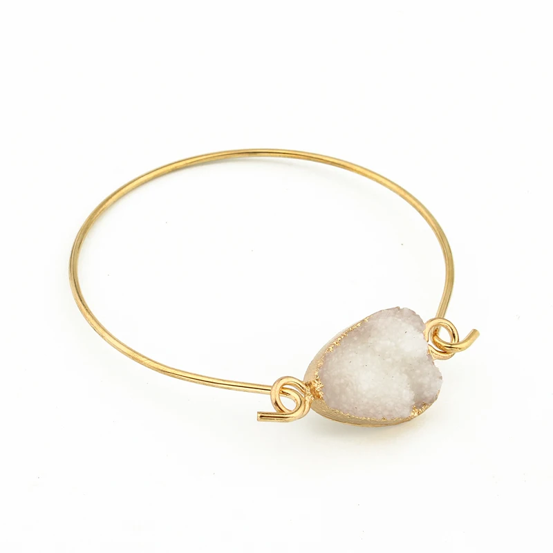 

Dayoff Europe Fashion Jewelry Simple Gold Silver Bracelet Bangle Women Jewelry Handmade Water Drop Oval Resin Cuff Bracelets B58