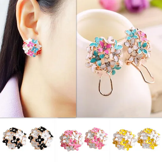 

2019 Fashion Stud Elegant Earrings Crystal Lady Womens Ear Rhinestone Cute Real Brincos Women Ceramics Flower Imitation Polymer
